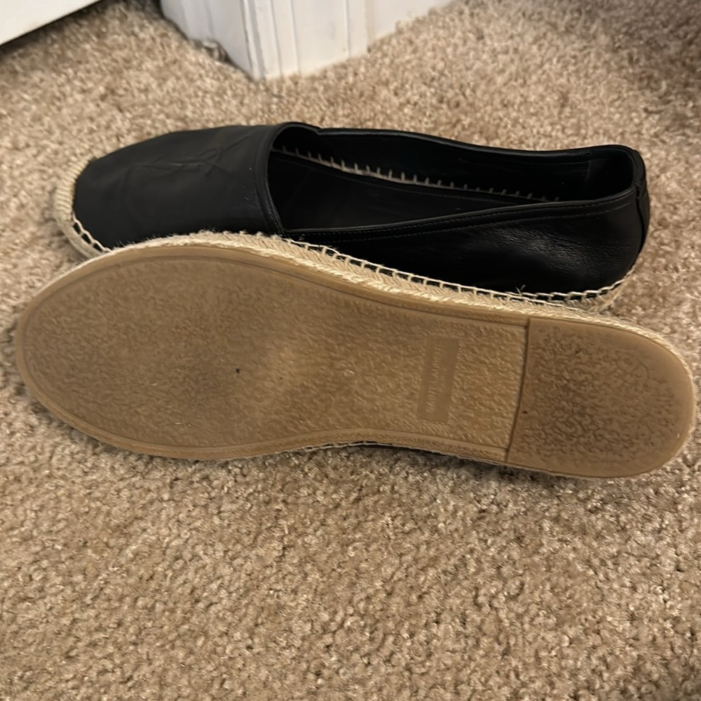 Saint Laurent Logo black leather espadrilles Sz 39 - Picture 6 of 12